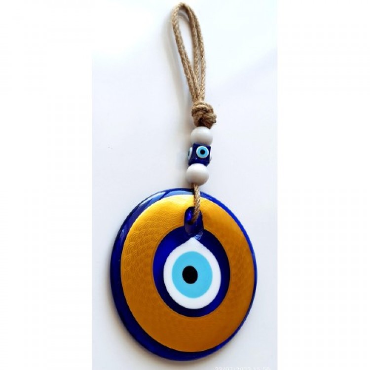 Nazar Boncuklu Gold Renk Kaplama Cam Duvar Dekoru Nazar Boncuklu Gold Renk Kaplama Cam Duvar Dekoru