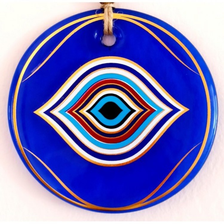 Eye Pattern Gold-Plated Handmade Blue Glass Wall Decoration Eye Pattern Gold-Plated Handmade Blue Glass Wall Decoration