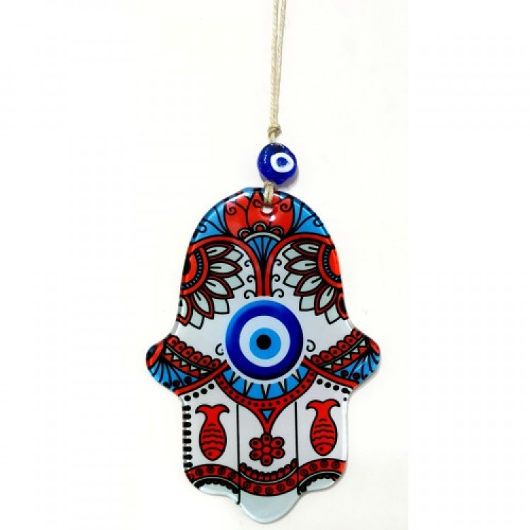 Red Fish Nazar Beaded Fatma Ana Blessing Hand Fused Glass Wall Decoration Red Fish Nazar Beaded Fatma Ana Blessing Hand Fused Glass Wall Decoration