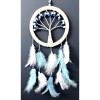 Blue and White Bird Feathered Tree of Life Dream Catcher Wall Decoration