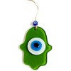 Fatma Ana Blessing Hand Glass Wall Decoration in Emerald Green with Evil Eye Beads
