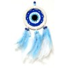 Baby Blue and White Feathered Dream Catcher Wall Decoration with Evil Eye Motif