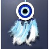 Baby Blue and White Feathered Dream Catcher Wall Decoration with Evil Eye Motif