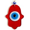 Evil Eye Beaded Red Fatma Ana Blessing Hand Glass Wall Decoration