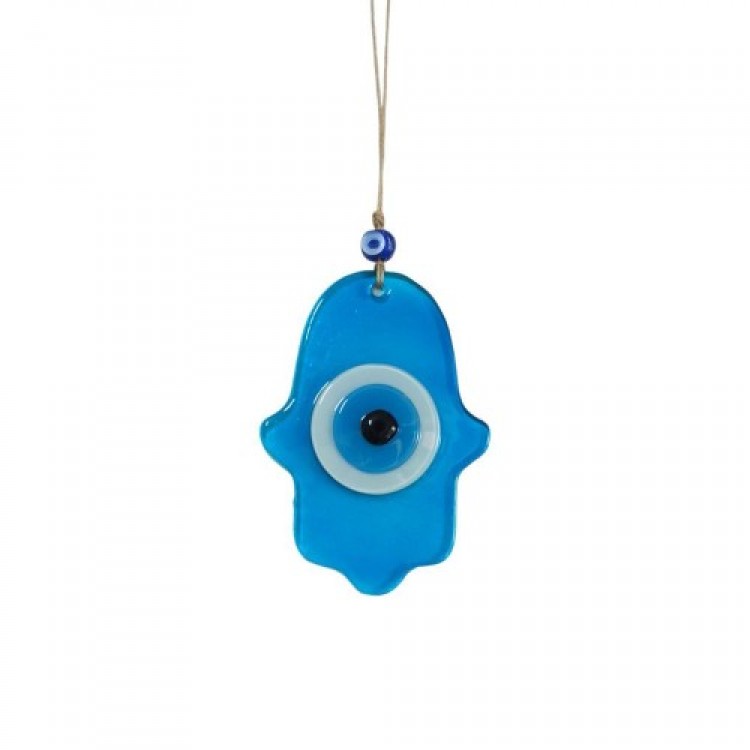 Blue with Blue Beads Fatma Ana Blessing Hand Glass Wall Decoration
