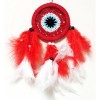 Red and White Feathered Dream Catcher Handmade Mini Wall Decoration
