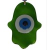 Fatma Ana Blessing Hand Glass Wall Decoration in Olive Green Color with Evil Eye Beads