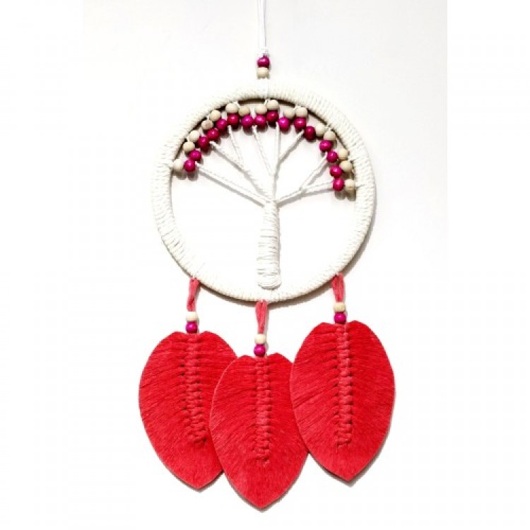 Pomegranate Flower Color Leafy Tree of Life Macrame Wall Decoration