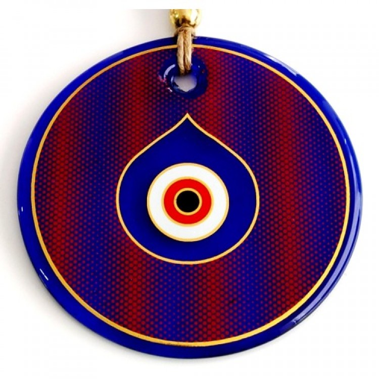 Teardrop Eye Design Gold-Plated Red Glass Wall Decoration Amulet