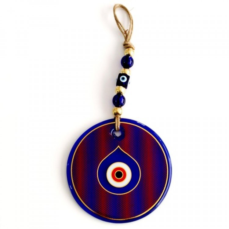 Teardrop Eye Design Gold-Plated Red Glass Wall Decoration Amulet