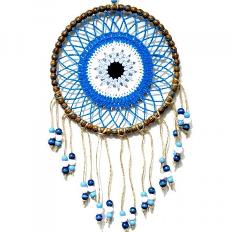 Petrol Mavisi Motifli Renkli Boncuklu El Yapımı Duvar Süsü Petrol Mavisi Motifli Renkli Boncuklu El Yapımı Duvar Süsü