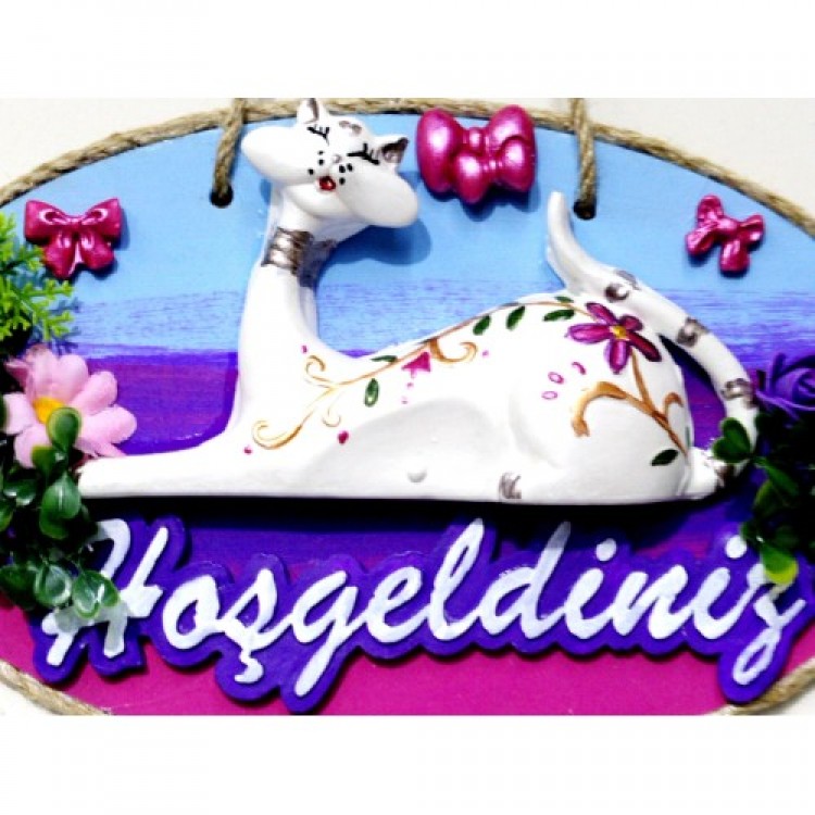 Colorful Door Decoration with Hand-Painted Cat Design and Colorful Door Decoration with Hand-Painted Cat Design and