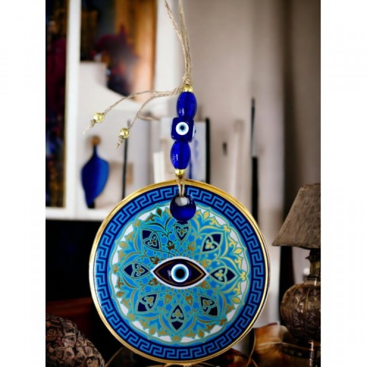 Evil Eye Bead Blue Striped Wall Decoration Patterned Wall Decor Evil Eye Bead Blue Striped Wall Decoration Patterned Wall Decor