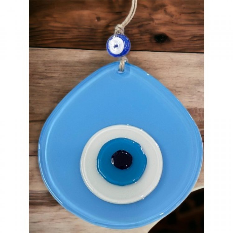 Mavi Nazar Boncuklu Açık Mavi Renk Nazar Boncuklu Damla Desen El Yapımı Duvar Süsü Mavi Nazar Boncuklu Açık Mavi Renk Nazar Boncuklu Damla Desen El Yapımı Duvar Süsü