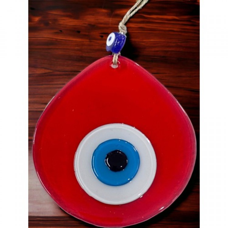 Blue Nazar Bead Transparent Red Color Nazar Bead Teardrop Pattern Handmade Wall Decoration