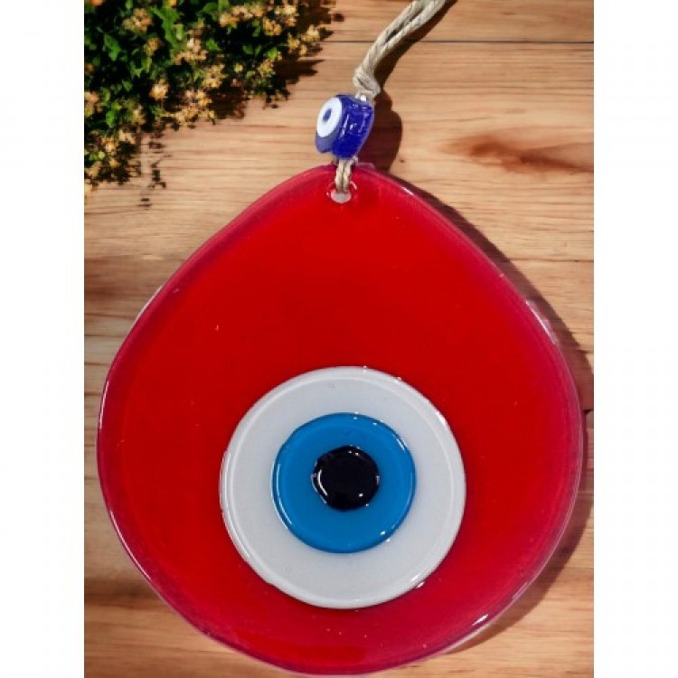 Blue Nazar Bead Transparent Red Color Nazar Bead Teardrop Pattern Handmade Wall Decoration