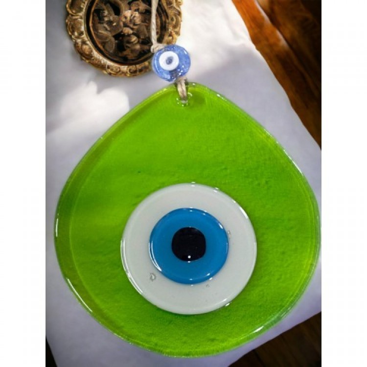 Blue Nazar Beaded Transparent Light Green Nazar Beaded Teardrop Pattern Handmade Wall Decoration Blue Nazar Beaded Transparent Light Green Nazar Beaded Teardrop Pattern Handmade Wall Decoration