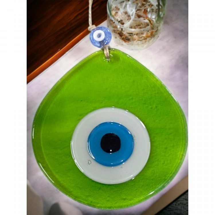 Blue Nazar Beaded Transparent Light Green Nazar Beaded Teardrop Pattern Handmade Wall Decoration Blue Nazar Beaded Transparent Light Green Nazar Beaded Teardrop Pattern Handmade Wall Decoration