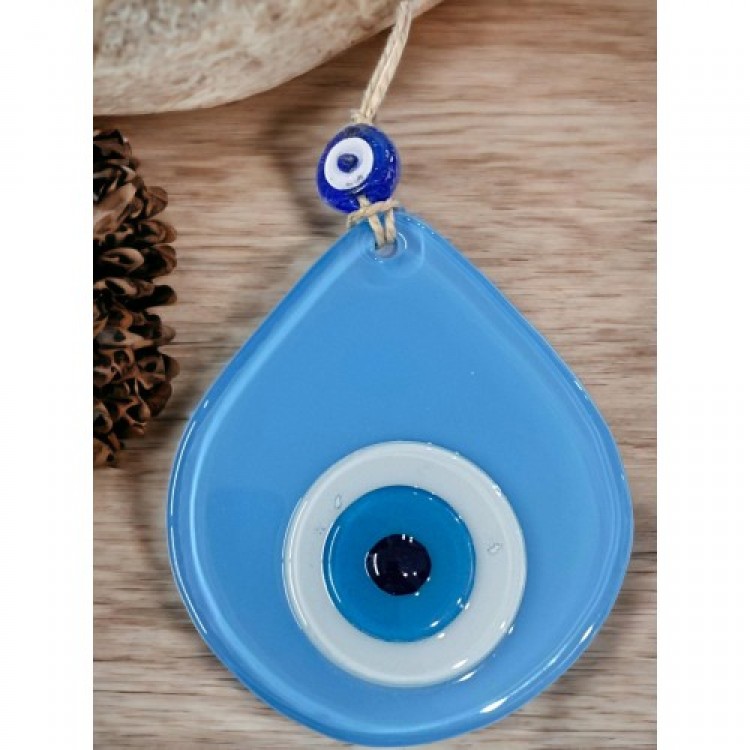 Orta Boy Mavi Damla Desen Nazar Boncuklu Duvar Dekoru Cam Duvar Süsü Orta Boy Mavi Damla Desen Nazar Boncuklu Duvar Dekoru Cam Duvar Süsü