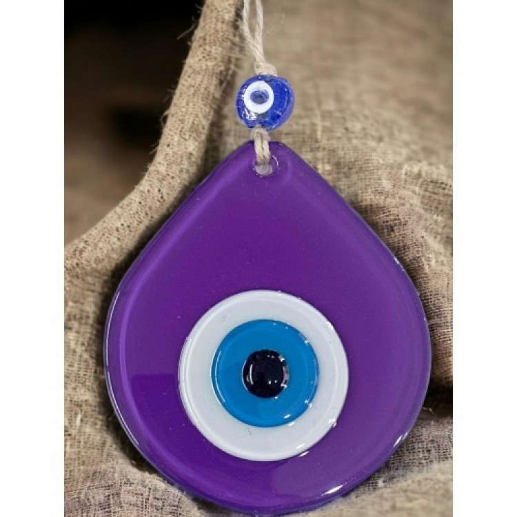 Orta Boy Mor Damla Desen Nazar Boncuklu Duvar Dekoru Cam Duvar Süsü Orta Boy Mor Damla Desen Nazar Boncuklu Duvar Dekoru Cam Duvar Süsü