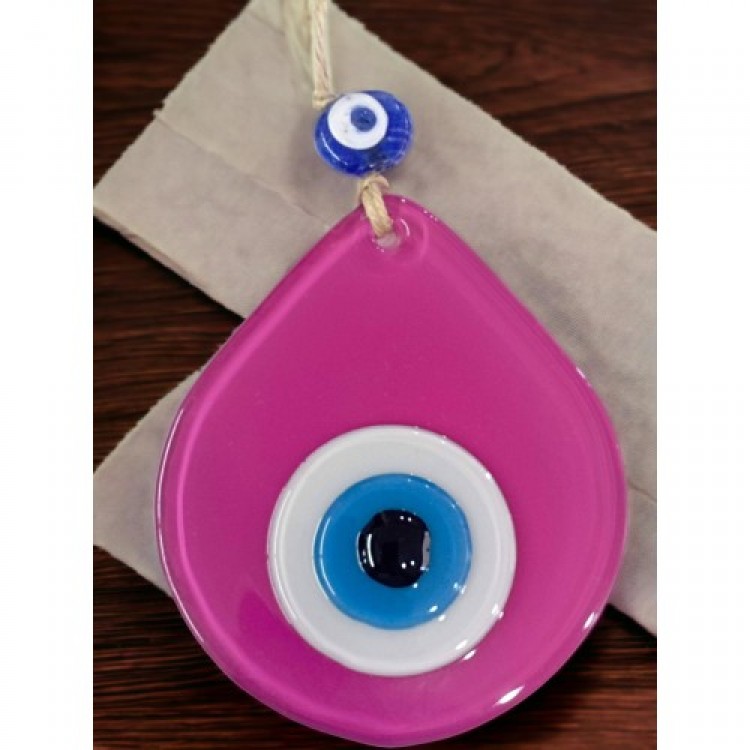 Orta Boy Pembe Damla Desen Nazar Boncuklu Duvar Dekoru Cam Duvar Süsü Orta Boy Pembe Damla Desen Nazar Boncuklu Duvar Dekoru Cam Duvar Süsü