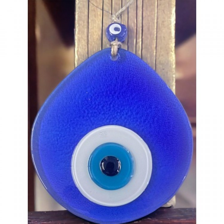 Transparent Blue Nazar Bead Drop Pattern Handmade Wall Decoration with Blue Nazar Beads