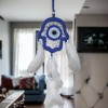 Blue Fatma Mother's Hand Wall Decoration with Evil Eye Motif Handicraft Wall Decoration Blue Fatma Mother's Hand Wall Decoration with Evil Eye Motif Handicraft Wall Decoration