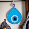 Medium-Sized Transparent Turquoise Drop Pattern Evil Eye Beaded Wall Decoration Glass Wall Ornament