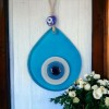 Medium-Sized Transparent Turquoise Drop Pattern Evil Eye Beaded Wall Decoration Glass Wall Ornament