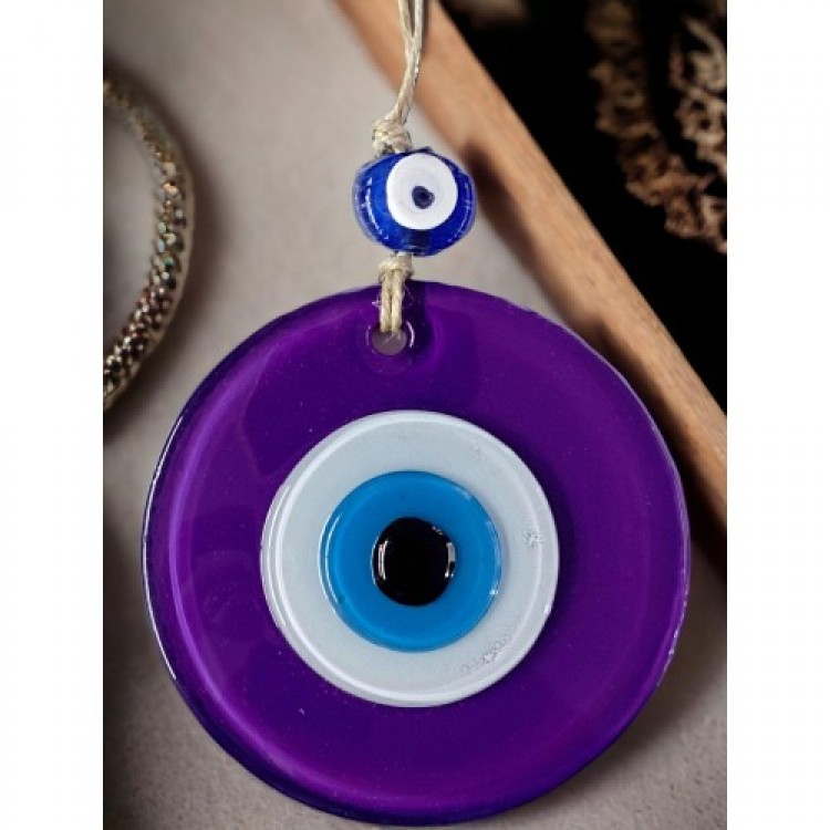 Mini Purple Nazar Bead Wall Decoration 10 cm Glass Wall Decoration