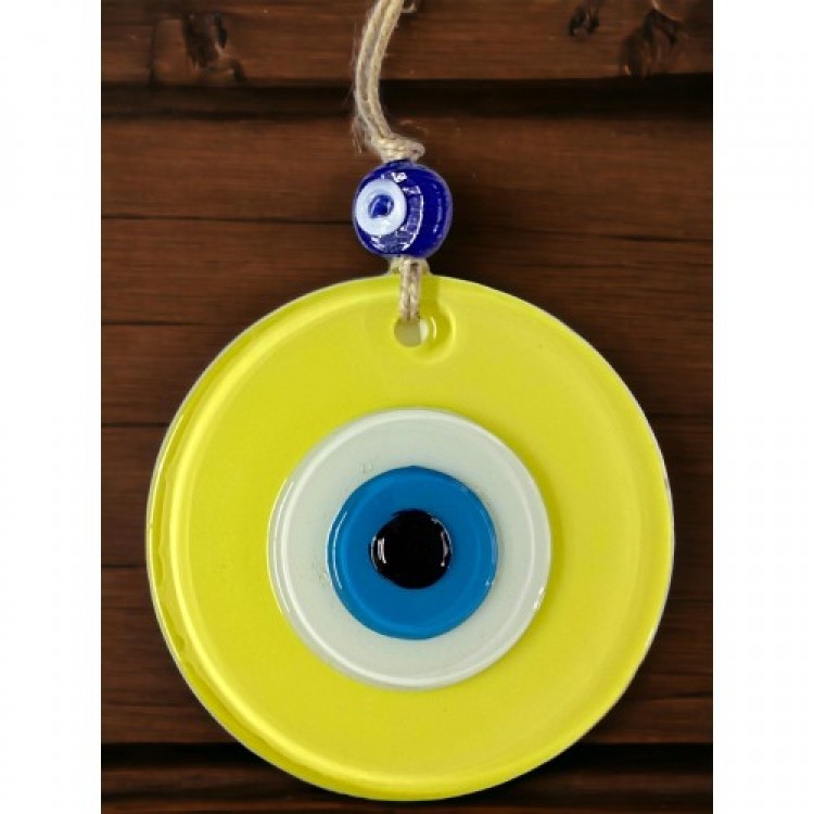 Mini Yellow Nazar Bead Wall Decoration 10 cm Glass Wall Decoration