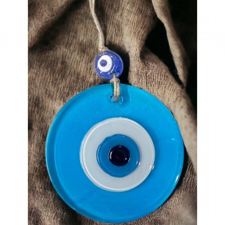 Transparent Blue Nazar Bead Wall Decoration 10 cm Glass Wall Decoration