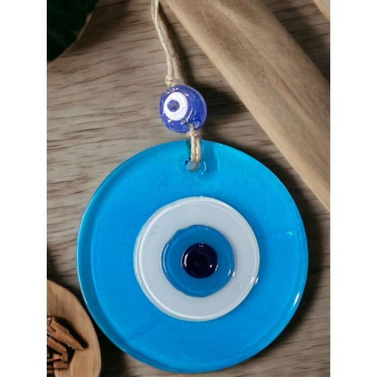 Transparent Blue Nazar Bead Wall Decoration 10 cm Glass Wall Decoration