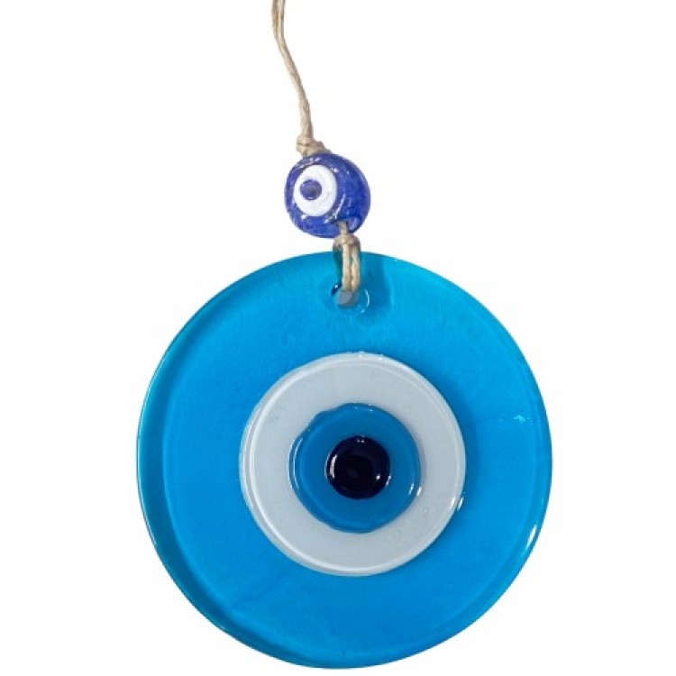 Transparent Blue Nazar Bead Wall Decoration 10 cm Glass Wall Decoration