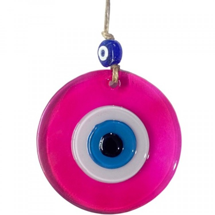 Transparent Pink Nazar Bead Wall Decoration 10 cm Glass Wall Decoration