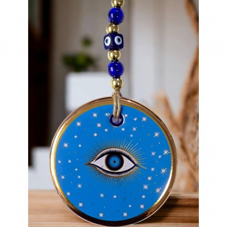 Blue Star Patterned Eye Wall Decoration Glass Wall Decoration