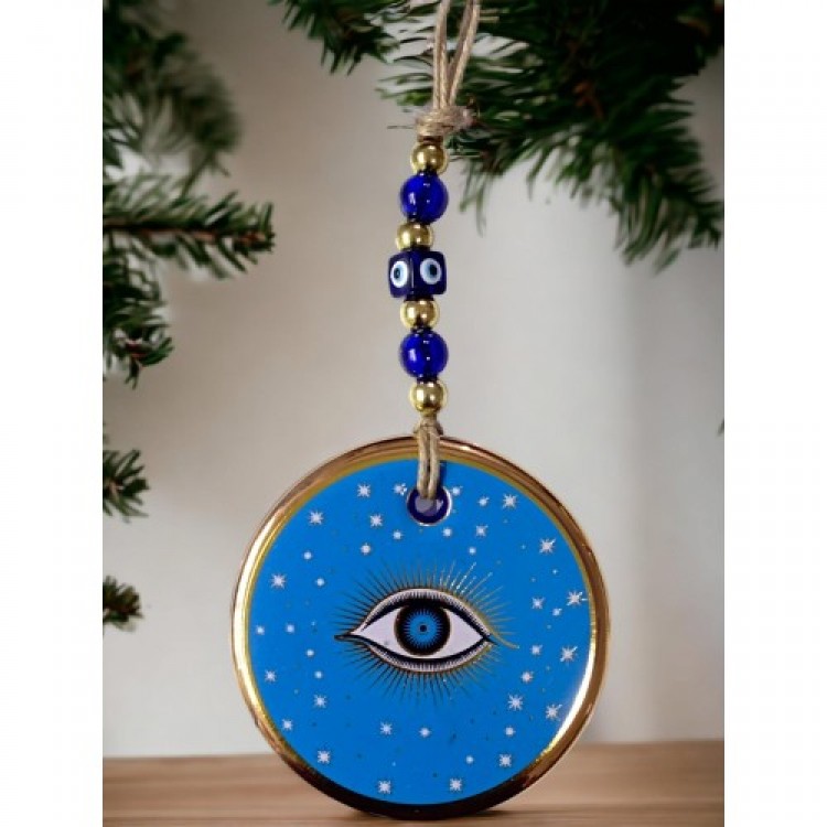 Blue Star Patterned Eye Wall Decoration Glass Wall Decoration