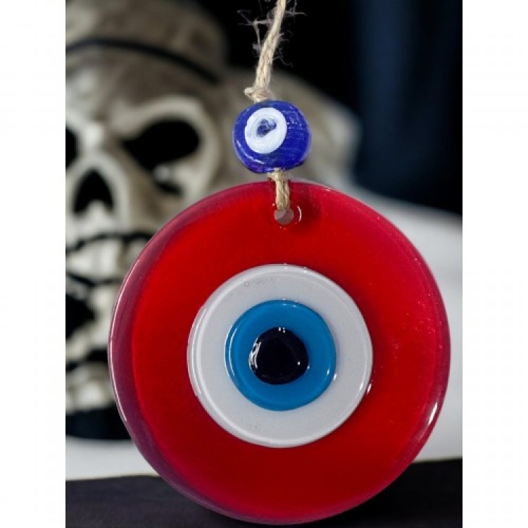 Transparent Red Evil Eye Beaded Wall Decoration 10 cm Glass Wall Decoration