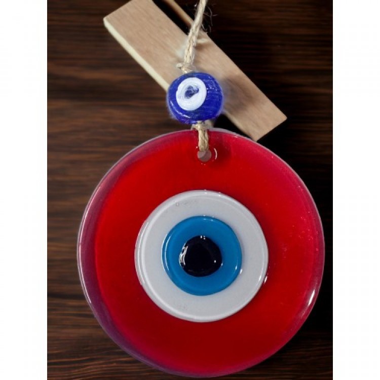 Transparent Red Evil Eye Beaded Wall Decoration 10 cm Glass Wall Decoration