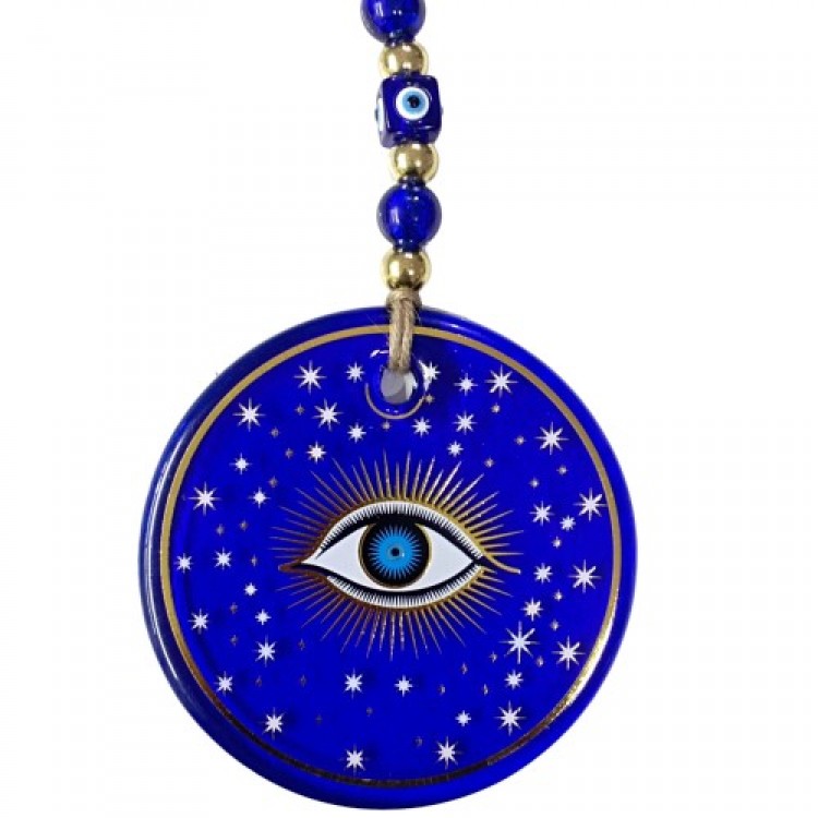 Blue Star Embroidered Eye Model Wall Decoration Nazar Beaded Wall Decoration Blue Star Embroidered Eye Model Wall Decoration Nazar Beaded Wall Decoration