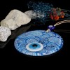 Blue and White Glass Evil Eye Bead, Handcrafted Glass Wall Decoration, Evil Eye Gift Item
