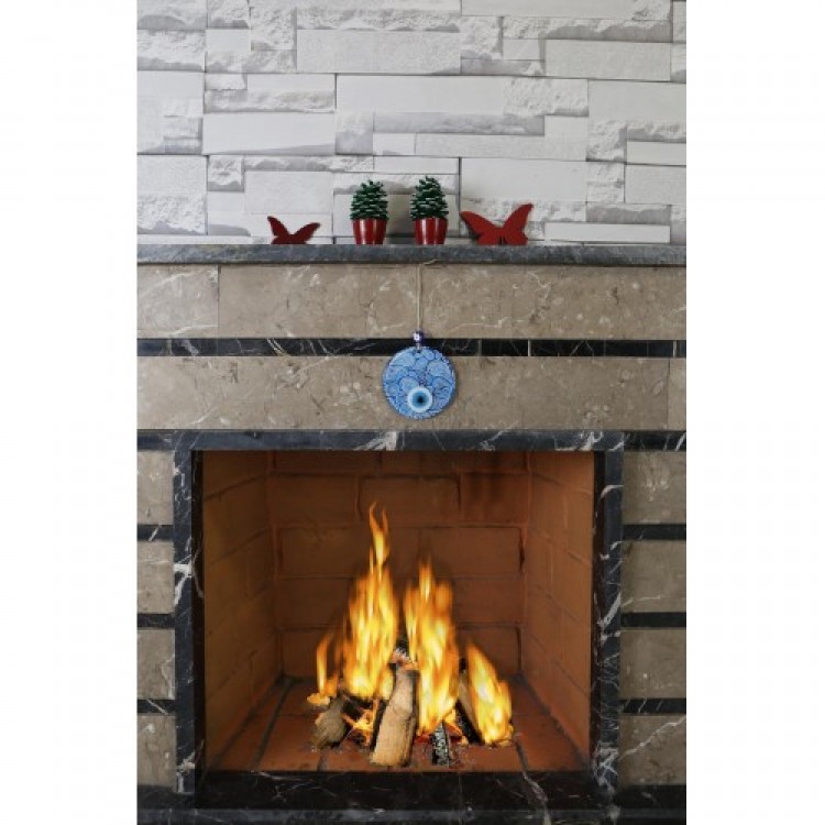 Blue and White Glass Evil Eye Bead, Handcrafted Glass Wall Decoration, Evil Eye Gift Item