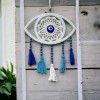 White Lace Pom-Pom Evil Eye Bead Wall Decoration