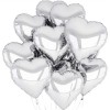 Silver Heart-Shaped Flying Balloon Foil, 10 Pieces