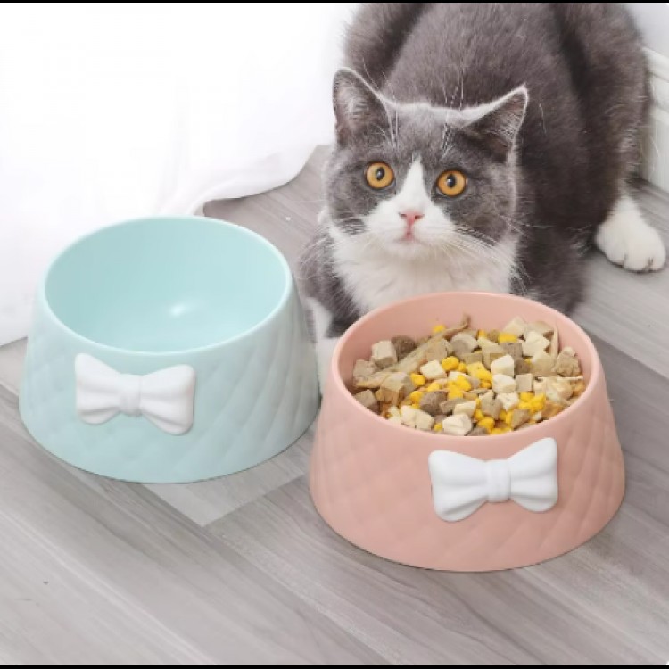 Mikopet Stylish Patterned Bow-Tied Food Bowl
