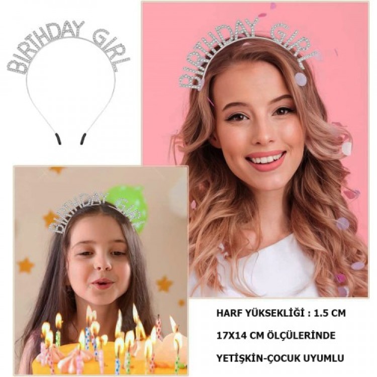 Crystal Stone Silver Birthday Girl Party Crown