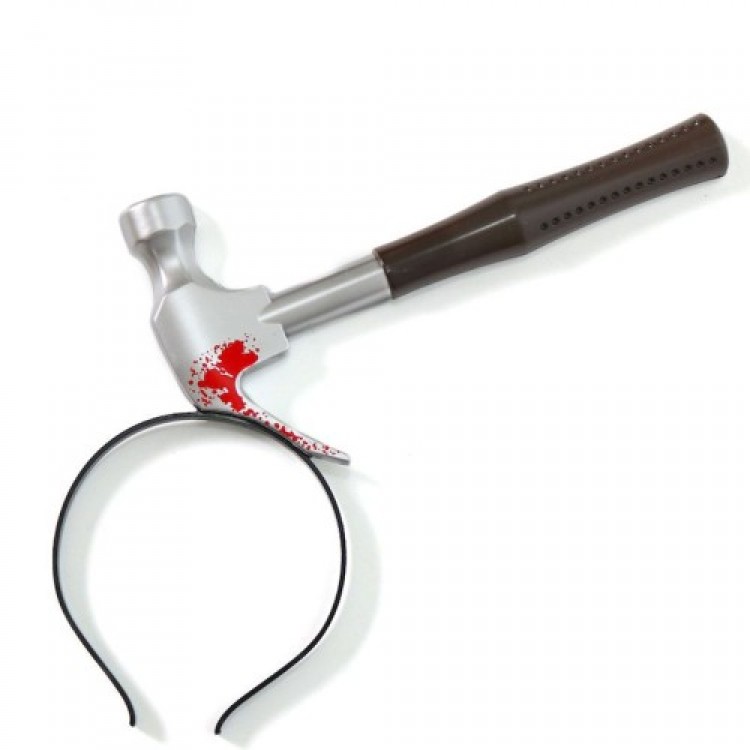 Brown-Handled Hammer Joke Crown Stuck on the Head