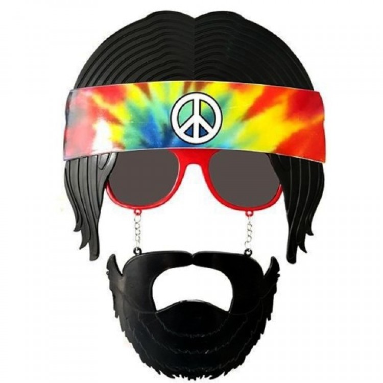 Black Hair Bandana Hippie Party Glasses