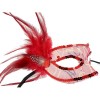 Red Side Feathered Sequined Party Mask