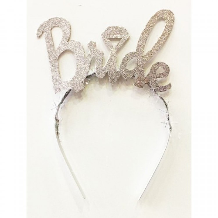 Silver Color Bachelorette Party Italic Font Bridal Crown with Alliance Ring